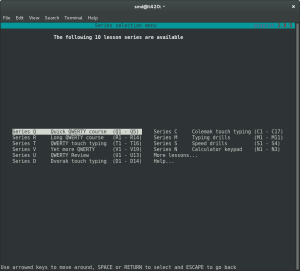 Gtypist menu options