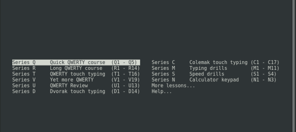 Gtypist menu options