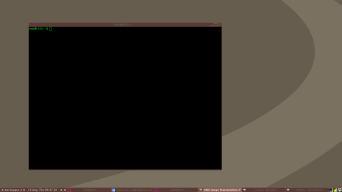 Screenshot of GNU/Linux Fluxbox desktop