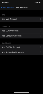 Account set-up in iOS